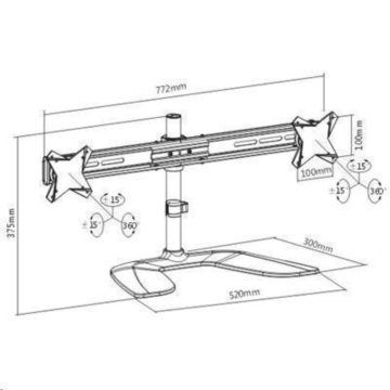 Brateck LDT02-T02 Free Standing Dual LCD Stand