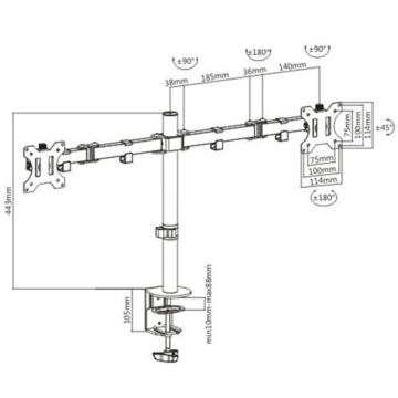 Brateck LDT12-C024N Double Joint Steel LCD Arm