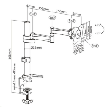 Brateck LDT11-C012 Aluminium LCD VESA Desk Mount