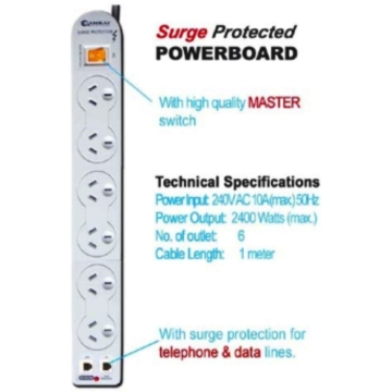 Generic 6-Way Surge Protection Power Board