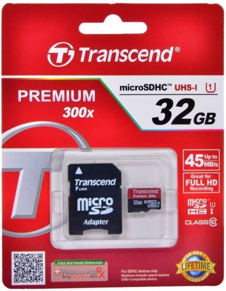 Transcend TS32GUSDU1 32GB microSDHC Class 10 UHS-I (Premium) with ...